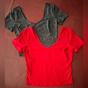 Lululemon align short sleeve shirt duo black/grey pattered and red Women's Top